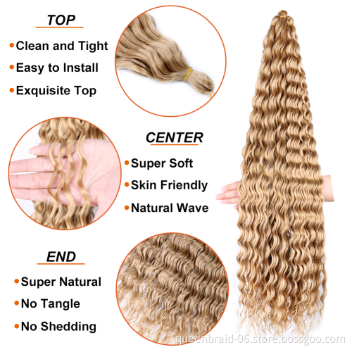 Soft Water Wave Twist Crochet Hair Synthetic Braid Hair Ombre Blonde Pink 22 Inch Deep Wave Braiding Hair Extension